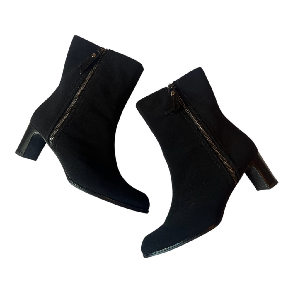 Stuart Weitzman Black Stretch Heeled Ankle Boots | Size 7.5W